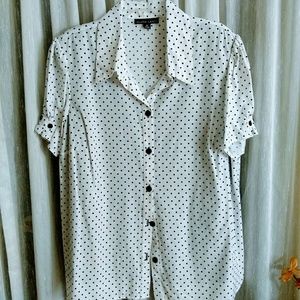 Gloria Lance size 3x white and black polka dot top
